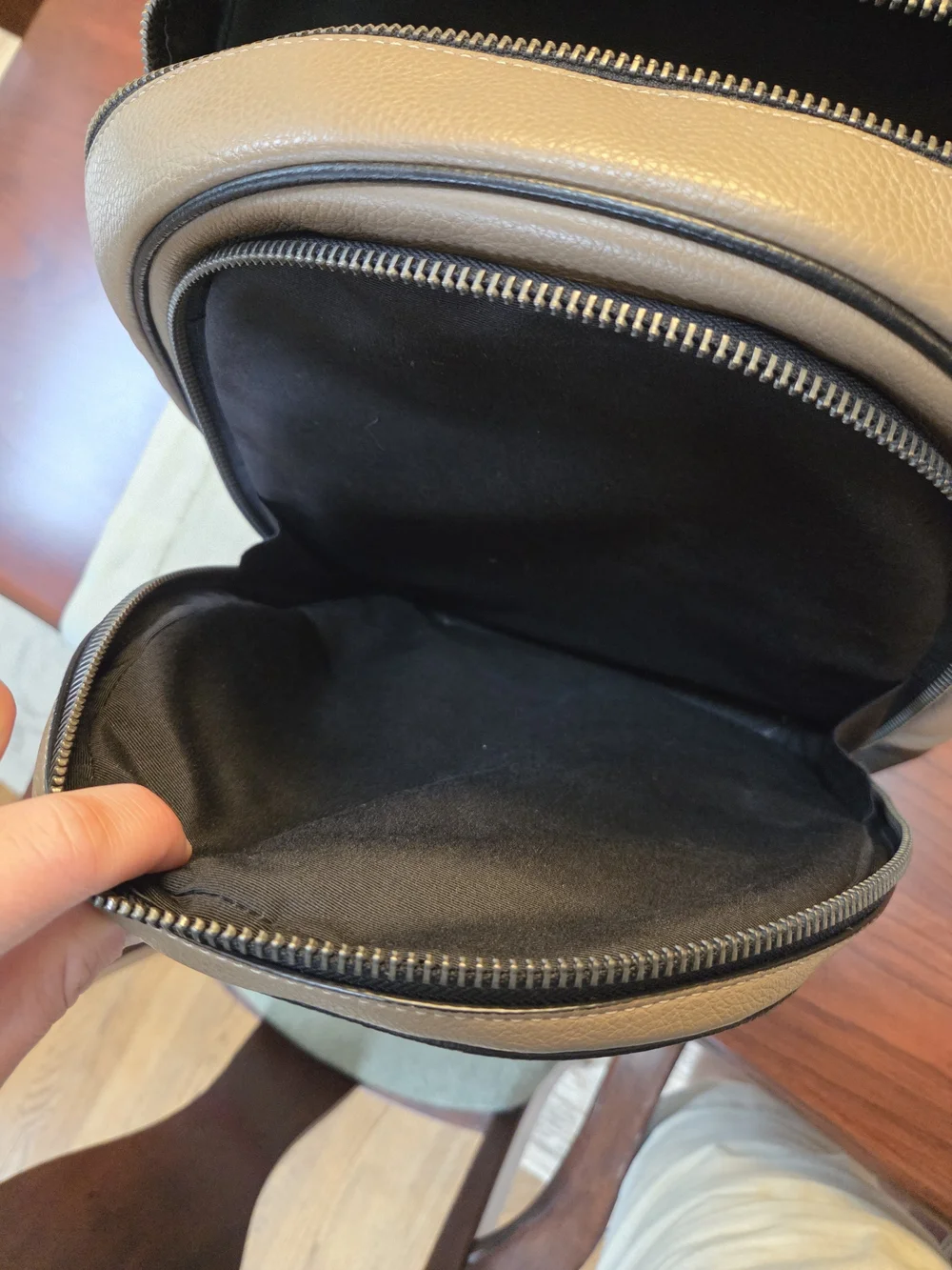 Coach Thompson Beige Taupe and Black Leather Backpack